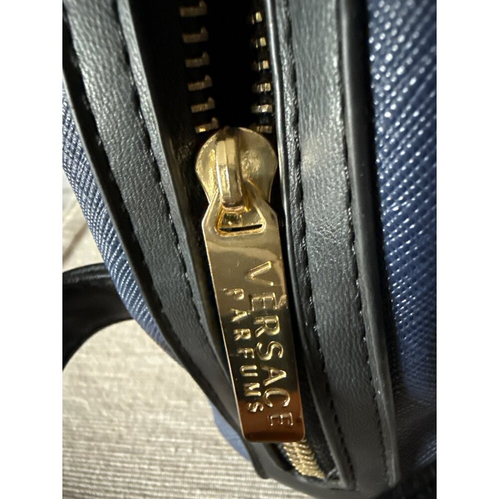 Versace Parfums Blue & Black Toiletry Bag Empty Travel Cosmetic Case - Picture 5 of 16